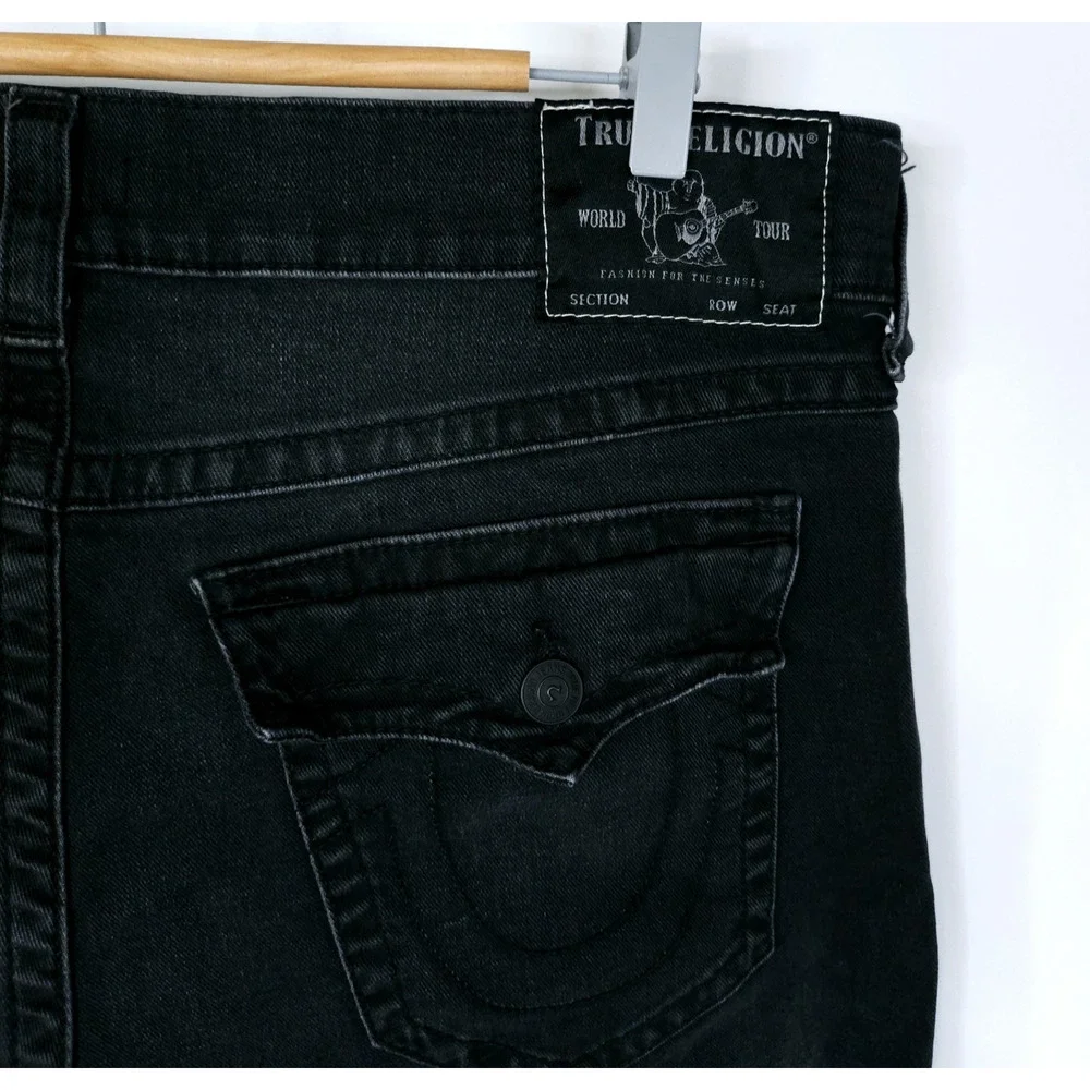 True Religion Ricky Relaxed Straight Jeans Mens 38 Black Flap Pocket 38X34